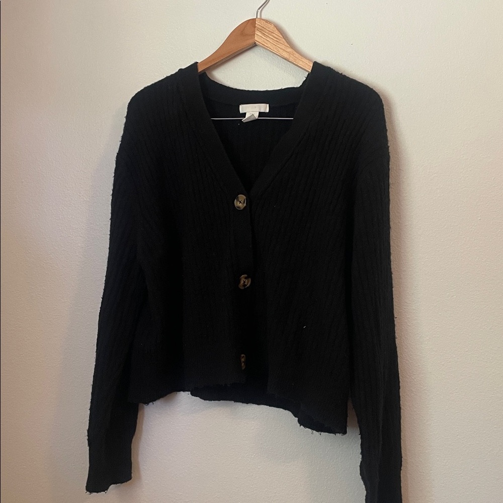 H&M Black Button-Up Cardigan
